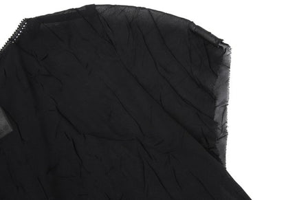 Y's Polyester Crinkled Sheer Midi Dress Black Size 3