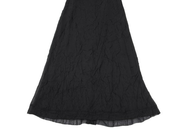 Y's Polyester Crinkled Sheer Midi Dress Black Size 3