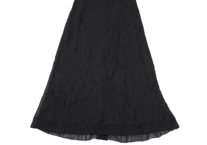 Y's Polyester Crinkled Sheer Midi Dress Black Size 3