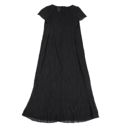 Y's Polyester Crinkled Sheer Midi Dress Black Size 3