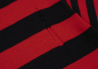 s'yte 23AW Damaged Asymmetrical Stripe Knit Red/Black Size 3