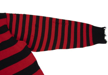 s'yte 23AW Damaged Asymmetrical Stripe Knit Red/Black Size 3