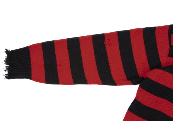s'yte 23AW Damaged Asymmetrical Stripe Knit Red/Black Size 3