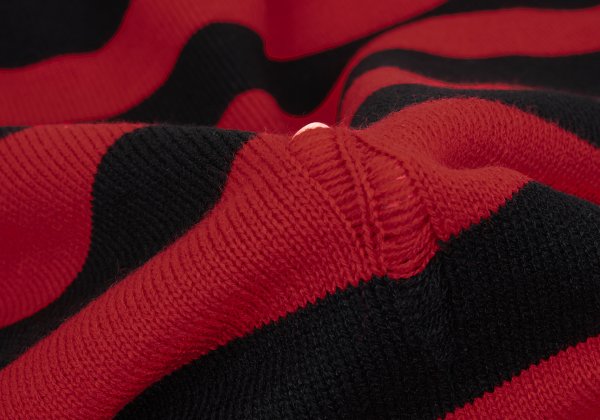 s'yte 23AW Damaged Asymmetrical Stripe Knit Red/Black Size 3