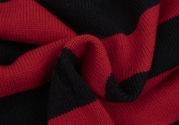 s'yte 23AW Damaged Asymmetrical Stripe Knit Red/Black Size 3