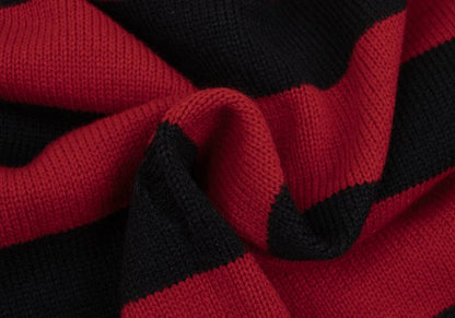 s'yte 23AW Damaged Asymmetrical Stripe Knit Red/Black Size 3