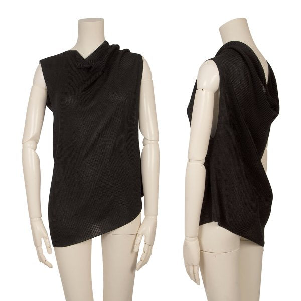 ISSEY MIYAKE Ribbed Asymmetric Tank Top Black Size 2