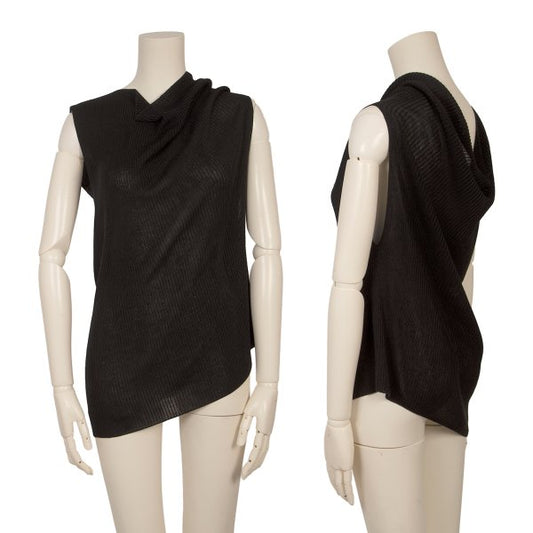 ISSEY MIYAKE Ribbed Asymmetric Tank Top Black Size 2