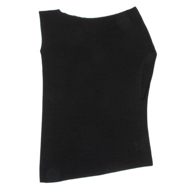 ISSEY MIYAKE Ribbed Asymmetric Tank Top Black Size 2