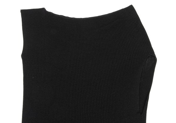ISSEY MIYAKE Ribbed Asymmetric Tank Top Black Size 2
