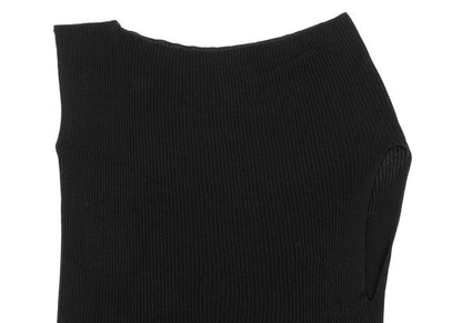 ISSEY MIYAKE Ribbed Asymmetric Tank Top Black Size 2