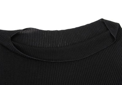 ISSEY MIYAKE Ribbed Asymmetric Tank Top Black Size 2