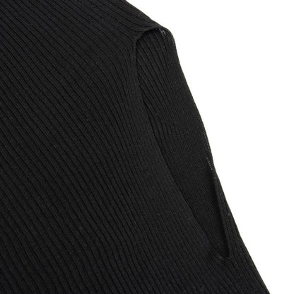 ISSEY MIYAKE Ribbed Asymmetric Tank Top Black Size 2