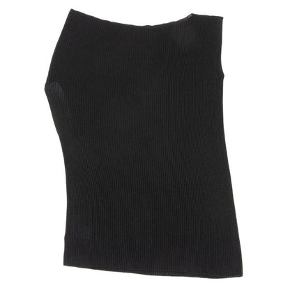 ISSEY MIYAKE Ribbed Asymmetric Tank Top Black Size 2