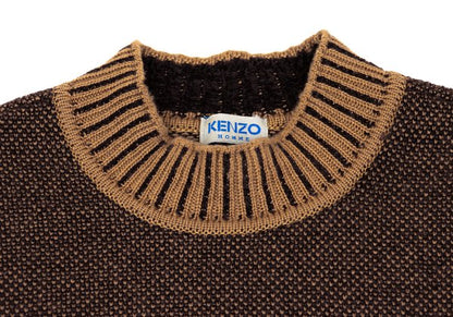 KENZO HOMME Wool Blend Patch Pocket Mock Knit Brown Size M