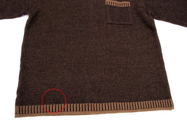 KENZO HOMME Wool Blend Patch Pocket Mock Knit Brown Size M