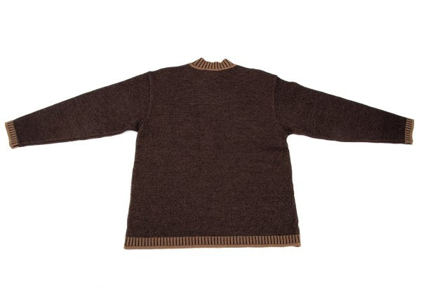 KENZO HOMME Wool Blend Patch Pocket Mock Knit Brown Size M