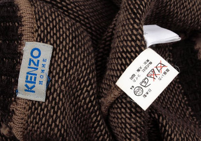 KENZO HOMME Wool Blend Patch Pocket Mock Knit Brown Size M