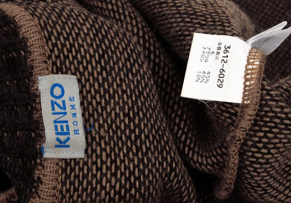 KENZO HOMME Wool Blend Patch Pocket Mock Knit Brown Size M