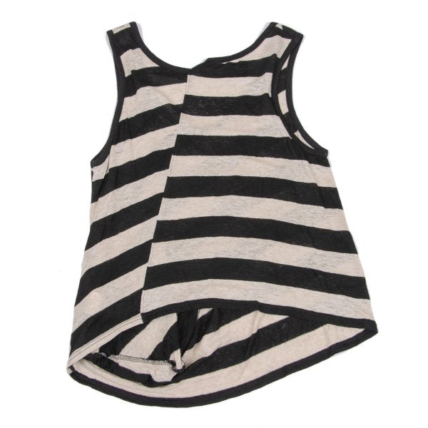 Y's Red Label Linen Striped Panel Top Ivory/Black Size 2