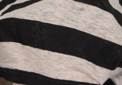 Y's Red Label Linen Striped Panel Top Ivory/Black Size 2