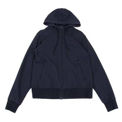 Y-3 Back Logo Print Zip Hoodie Navy Cotton Size M