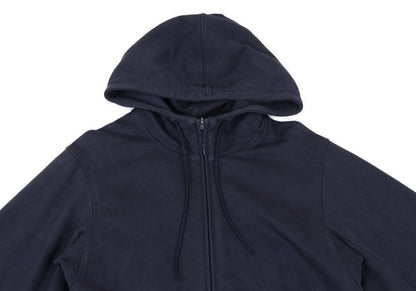 Y-3 Back Logo Print Zip Hoodie Navy Cotton Size M