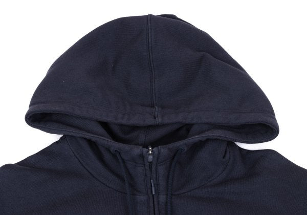 Y-3 Back Logo Print Zip Hoodie Navy Cotton Size M
