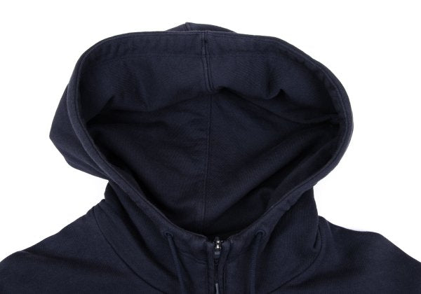 Y-3 Back Logo Print Zip Hoodie Navy Cotton Size M
