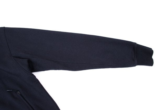 Y-3 Back Logo Print Zip Hoodie Navy Cotton Size M