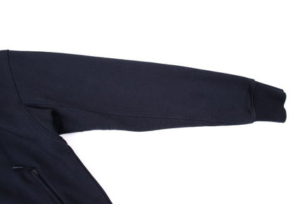Y-3 Back Logo Print Zip Hoodie Navy Cotton Size M