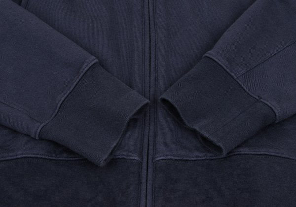 Y-3 Back Logo Print Zip Hoodie Navy Cotton Size M