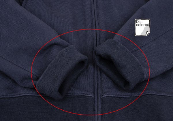 Y-3 Back Logo Print Zip Hoodie Navy Cotton Size M