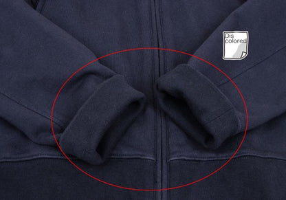 Y-3 Back Logo Print Zip Hoodie Navy Cotton Size M