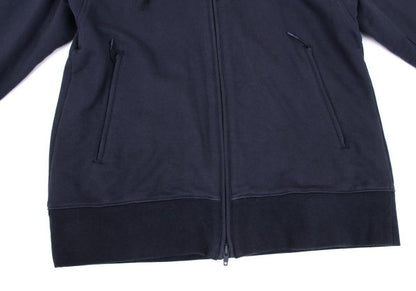 Y-3 Back Logo Print Zip Hoodie Navy Cotton Size M