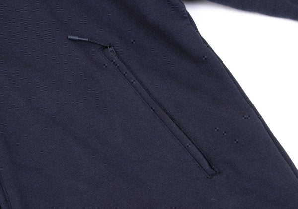 Y-3 Back Logo Print Zip Hoodie Navy Cotton Size M