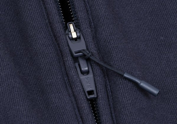 Y-3 Back Logo Print Zip Hoodie Navy Cotton Size M
