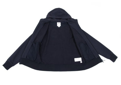 Y-3 Back Logo Print Zip Hoodie Navy Cotton Size M