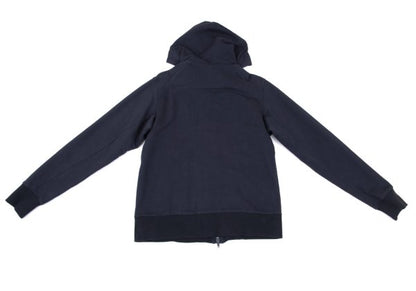 Y-3 Back Logo Print Zip Hoodie Navy Cotton Size M