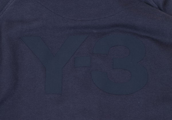Y-3 Back Logo Print Zip Hoodie Navy Cotton Size M