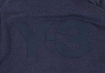 Y-3 Back Logo Print Zip Hoodie Navy Cotton Size M