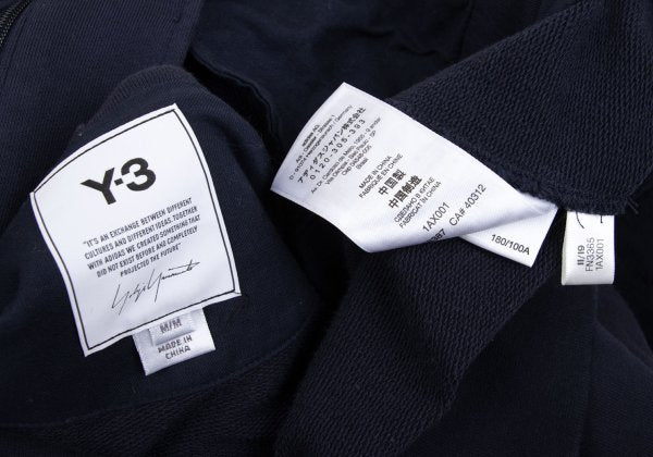 Y-3 Back Logo Print Zip Hoodie Navy Cotton Size M
