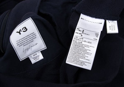 Y-3 Back Logo Print Zip Hoodie Navy Cotton Size M
