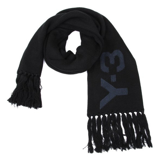 Y-3 Logo Jacquard Scarf Black