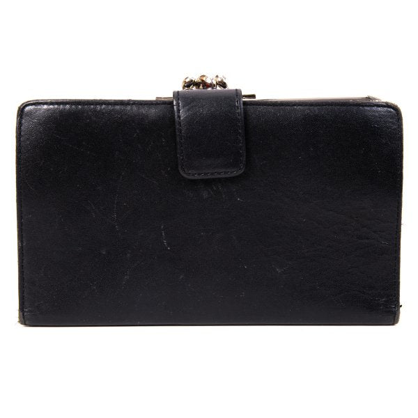 Y's Leather Bifold Gama-guchi Wallet Black