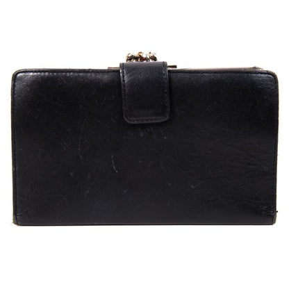 Y's Leather Bifold Gama-guchi Wallet Black
