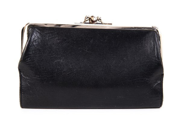 Y's Leather Bifold Gama-guchi Wallet Black