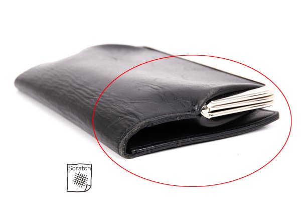 Y's Leather Bifold Gama-guchi Wallet Black