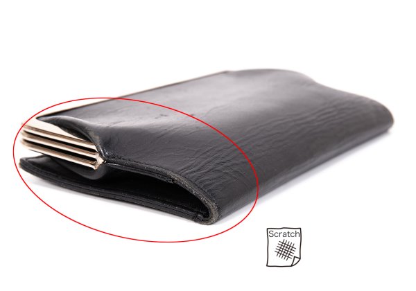 Y's Leather Bifold Gama-guchi Wallet Black