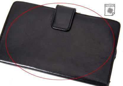 Y's Leather Bifold Gama-guchi Wallet Black